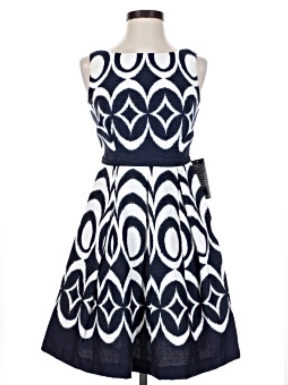 The Limited Navy and White Geometric Fit-and-Flare Dress